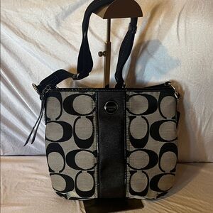 Coach Black and Cream Designer Tote Bag